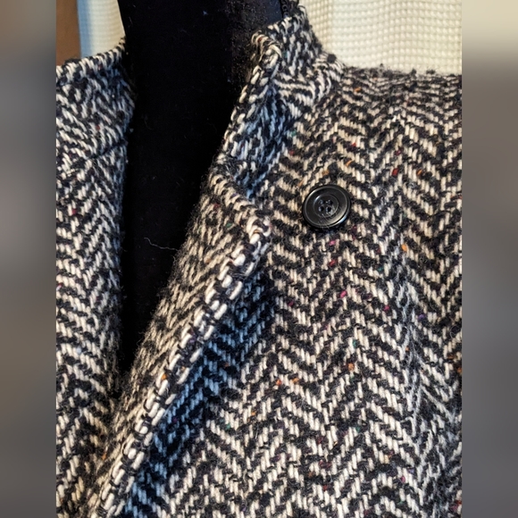 Vintage Bert Newman Petite Herringbone Tweed Coat Size 2 Petite Est. 1980s - Picture 6 of 16